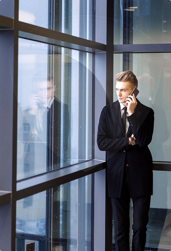 Business professional protected with hurricane safety film